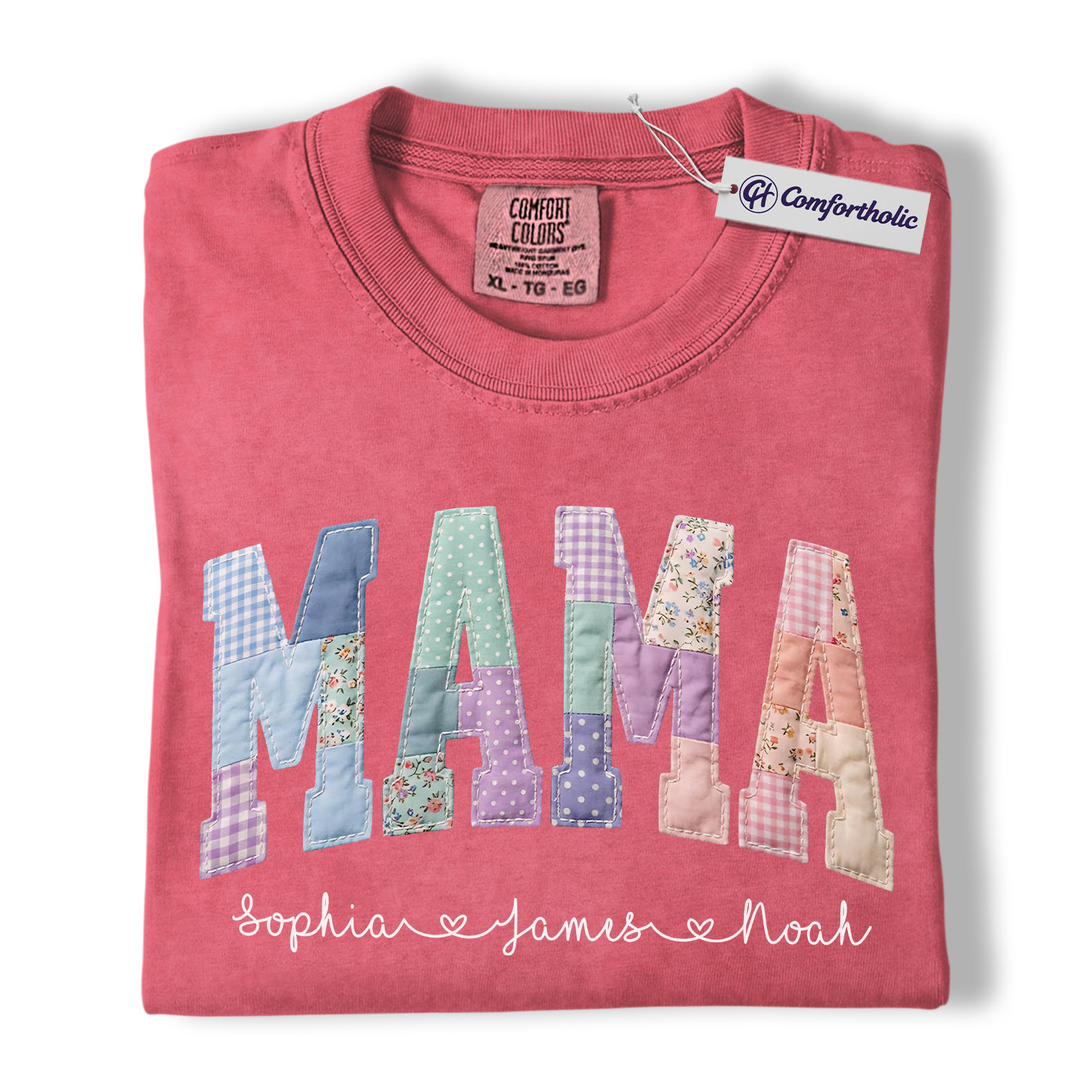 Personalized Mama Shirt with Kids Names, Patchwork MAMA Graphic Tee, Mother’s Day T-Shirt, Custom Gift for Moms, Comfort Colors Shirt - Image 10
