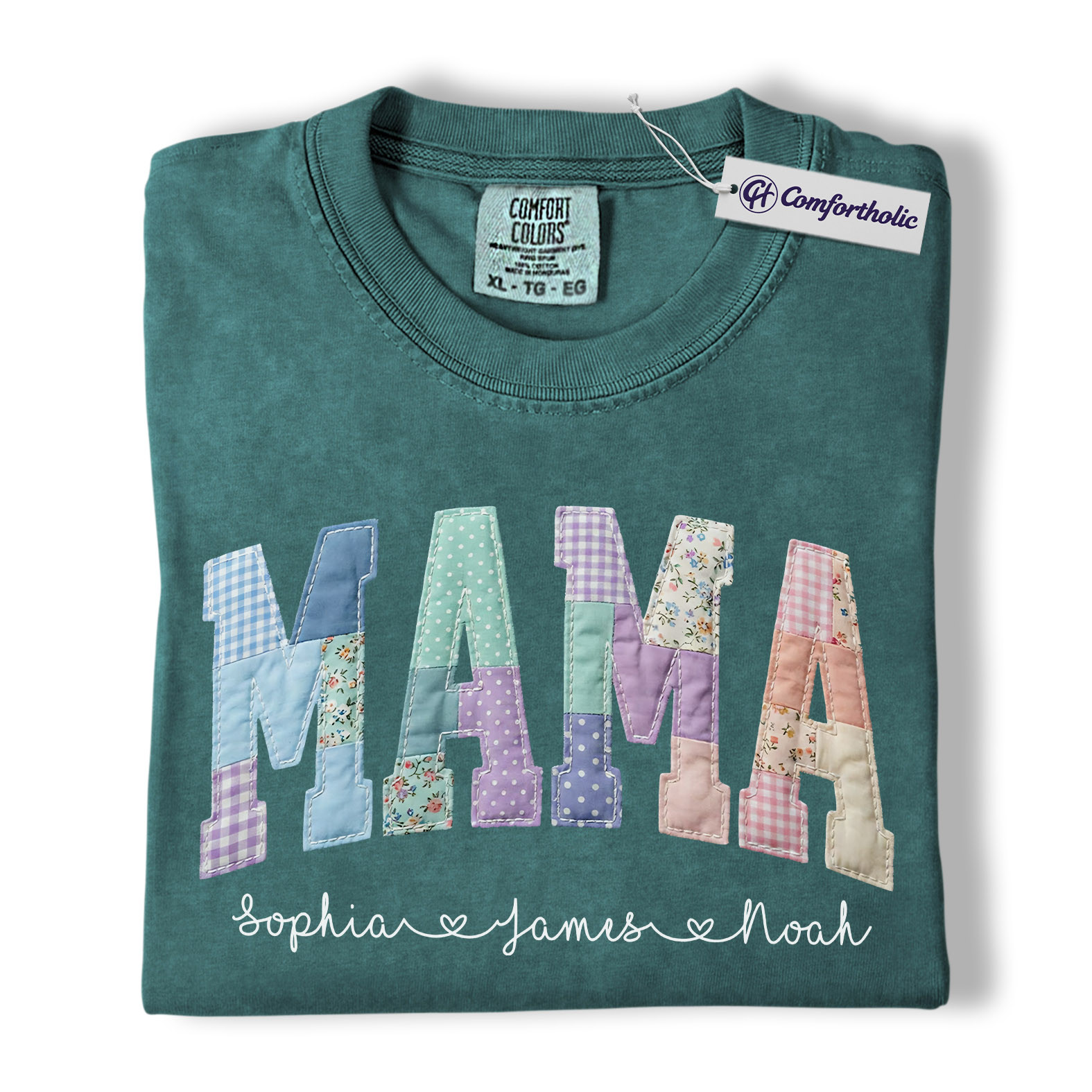 Personalized Mama Shirt with Kids Names, Patchwork MAMA Graphic Tee, Mother’s Day T-Shirt, Custom Gift for Moms, Comfort Colors Shirt - Image 12