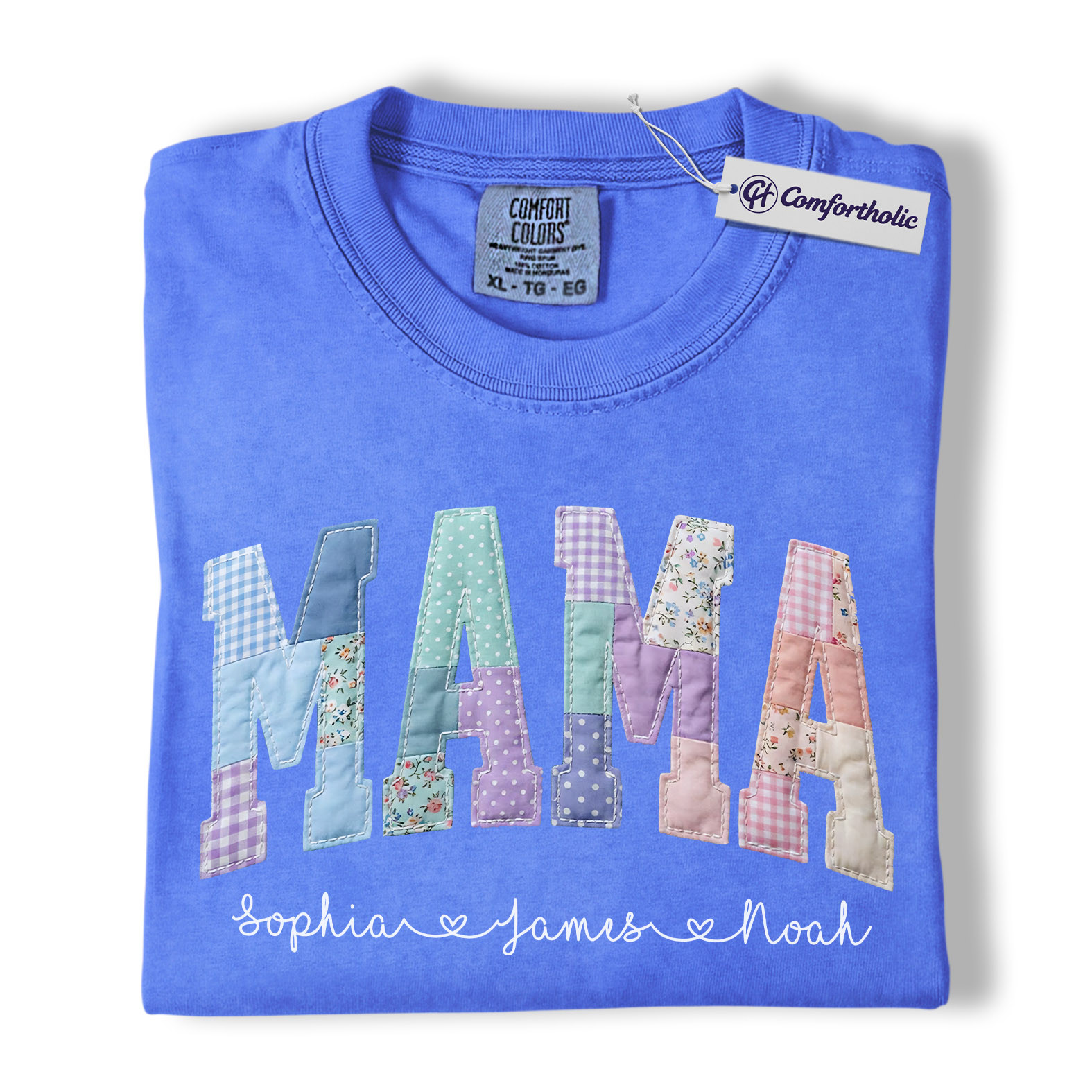 Personalized Mama Shirt with Kids Names, Patchwork MAMA Graphic Tee, Mother’s Day T-Shirt, Custom Gift for Moms, Comfort Colors Shirt - Image 13