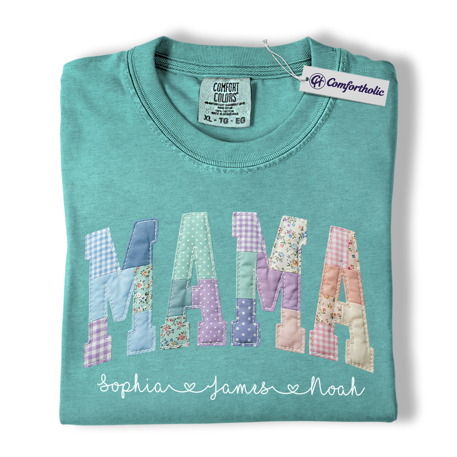 Personalized Mama Shirt with Kids Names, Patchwork MAMA Graphic Tee, Mother’s Day T-Shirt, Custom Gift for Moms, Comfort Colors Shirt - Image 14
