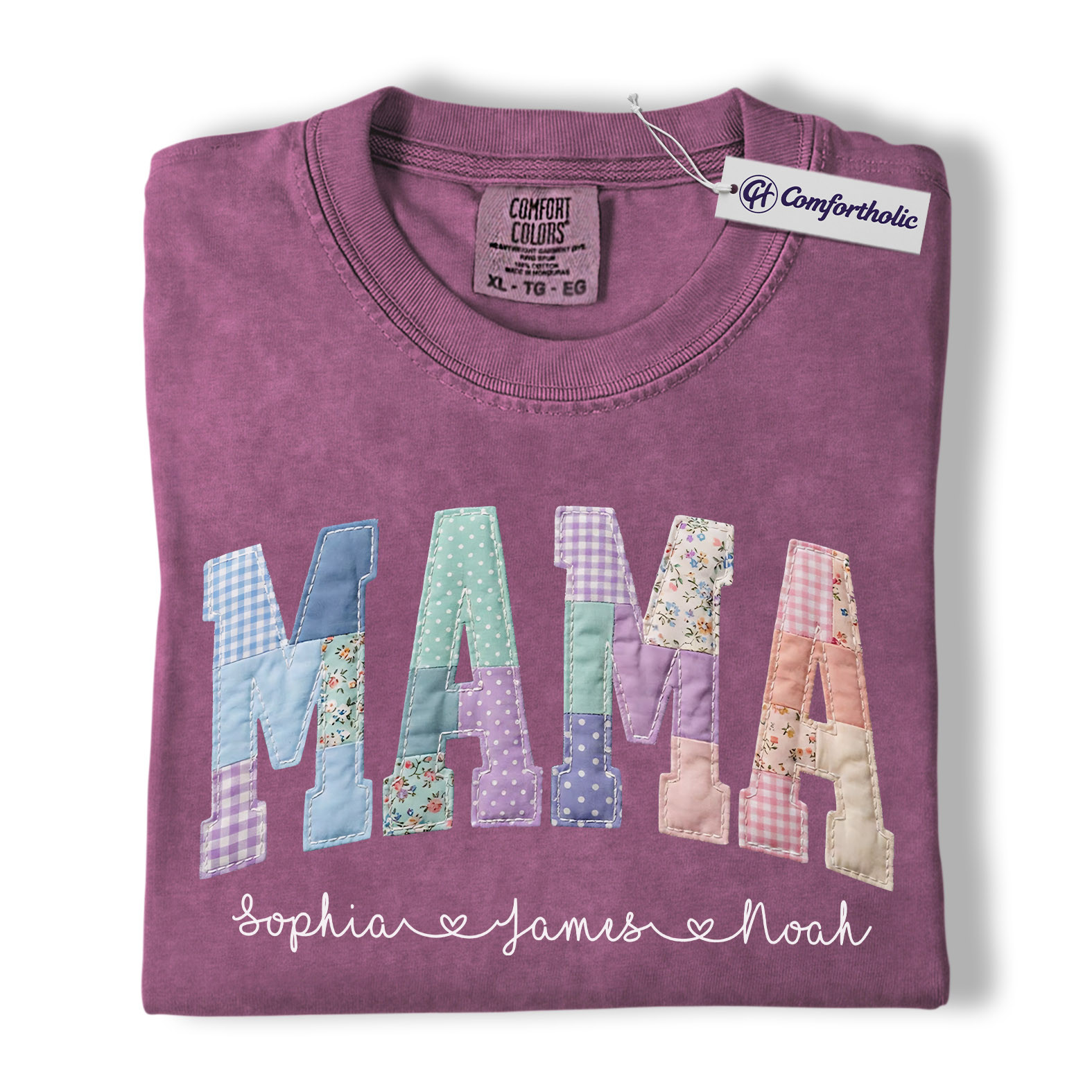 Personalized Mama Shirt with Kids Names, Patchwork MAMA Graphic Tee, Mother’s Day T-Shirt, Custom Gift for Moms, Comfort Colors Shirt - Image 16