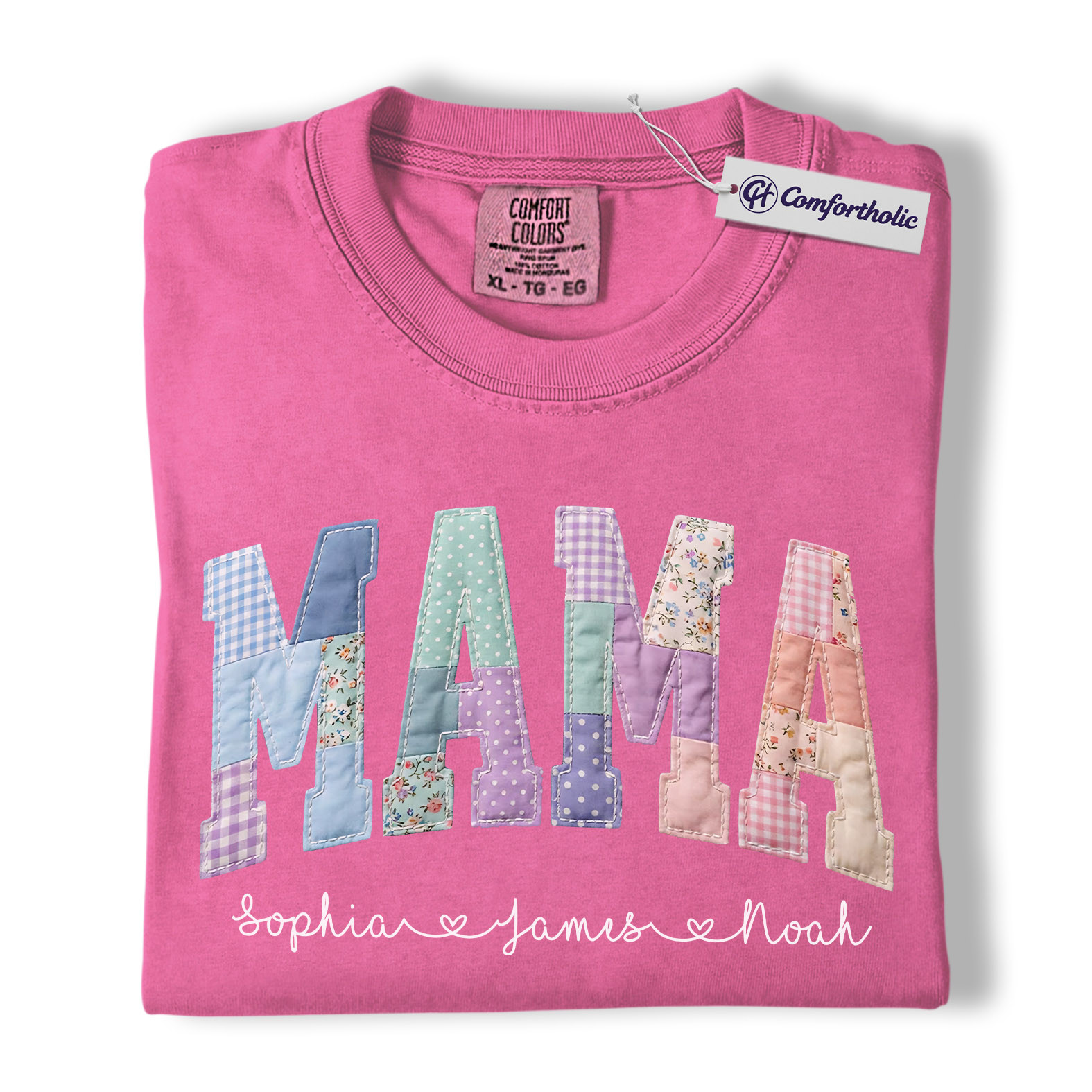 Personalized Mama Shirt with Kids Names, Patchwork MAMA Graphic Tee, Mother’s Day T-Shirt, Custom Gift for Moms, Comfort Colors Shirt - Image 17