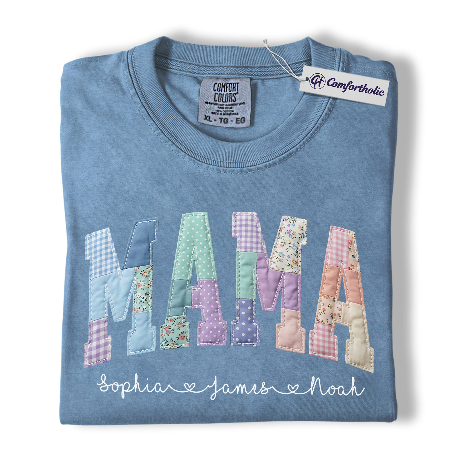Personalized Mama Shirt with Kids Names, Patchwork MAMA Graphic Tee, Mother’s Day T-Shirt, Custom Gift for Moms, Comfort Colors Shirt - Image 18