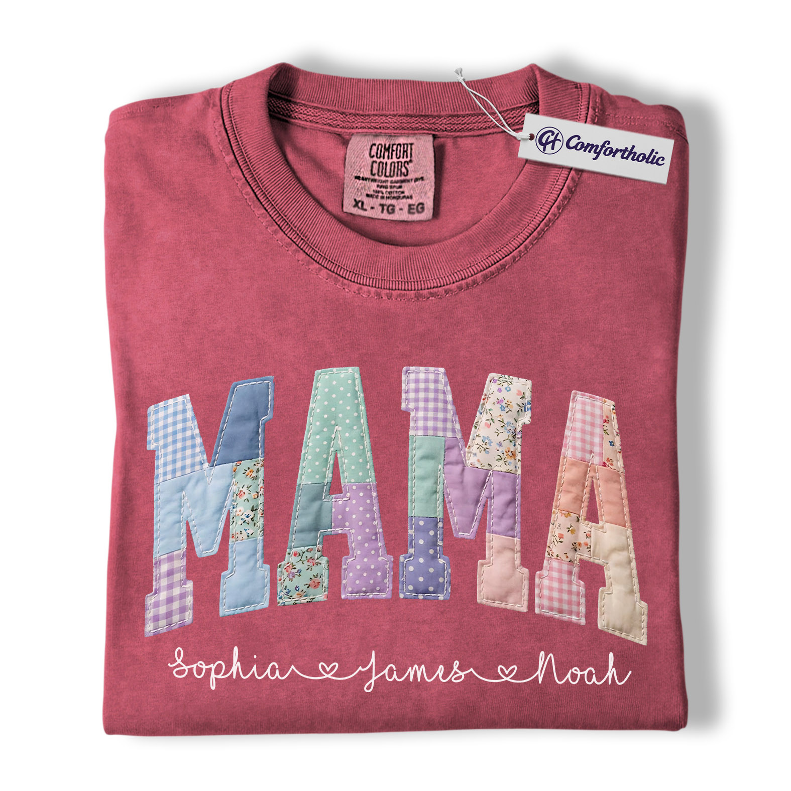 Personalized Mama Shirt with Kids Names, Patchwork MAMA Graphic Tee, Mother’s Day T-Shirt, Custom Gift for Moms, Comfort Colors Shirt - Image 19