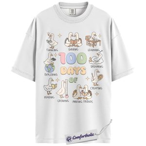 Alternative view of 100 Days of School Shirt, Cute Duck Teacher Graphic Tee, 100th Day Classroom T-Shirt, 100 Day of School Gift for Teachers, Comfort Colors Shirt