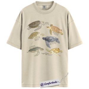 Sea Turtle Shirt, Sea Turtle Species Chart Graphic Tee, Ocean Animal Lover T-Shirt, Marine Biology Gift for Turtle Lovers, Comfort Colors Shirt