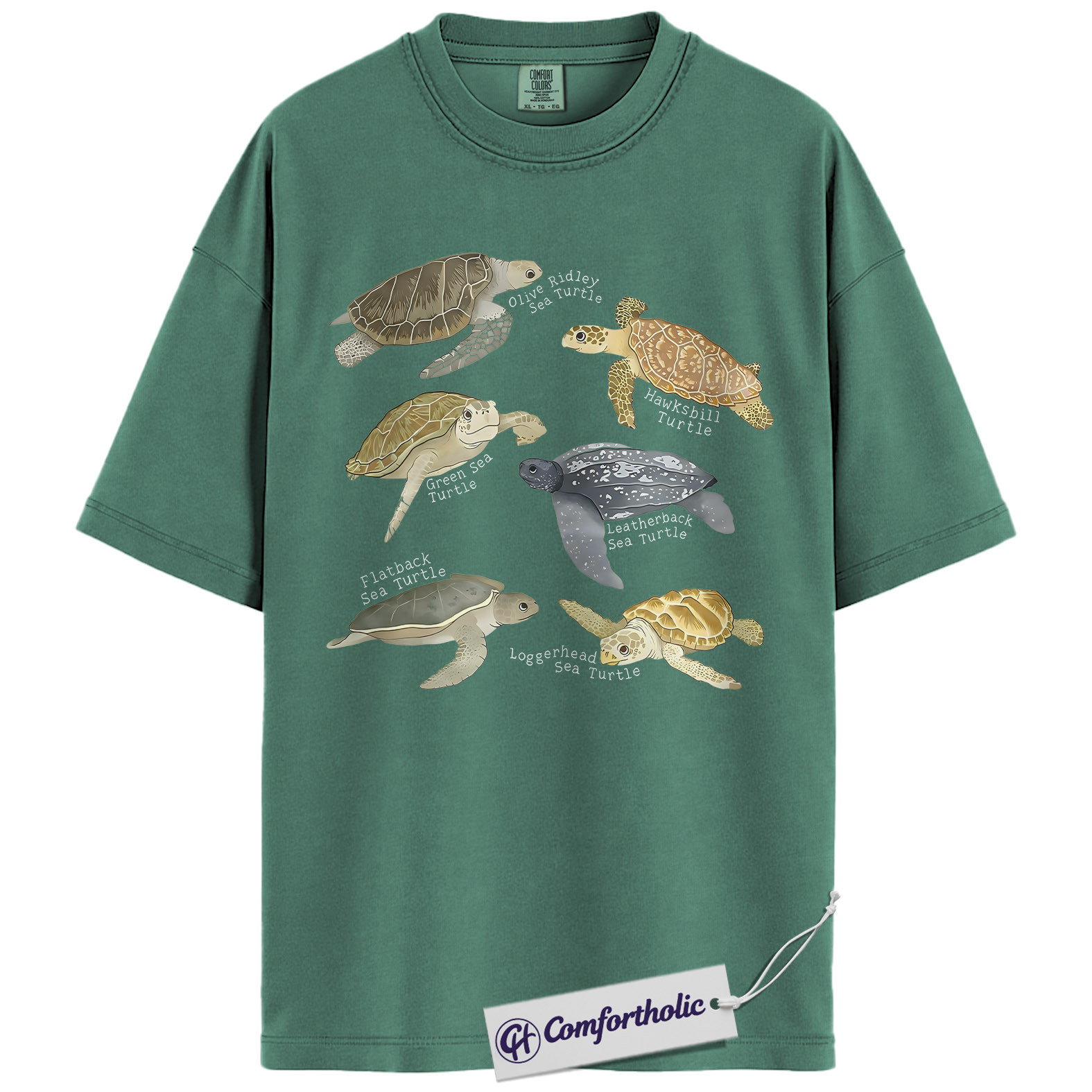Sea Turtle Shirt, Sea Turtle Species Chart Graphic Tee, Ocean Animal Lover T-Shirt, Marine Biology Gift for Turtle Lovers, Comfort Colors Shirt - Image 10