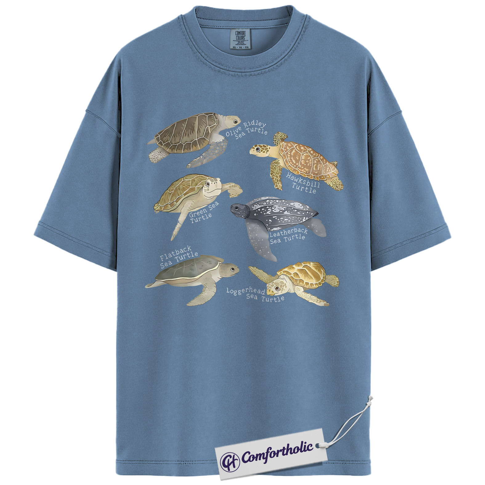 Sea Turtle Shirt, Sea Turtle Species Chart Graphic Tee, Ocean Animal Lover T-Shirt, Marine Biology Gift for Turtle Lovers, Comfort Colors Shirt - Image 17