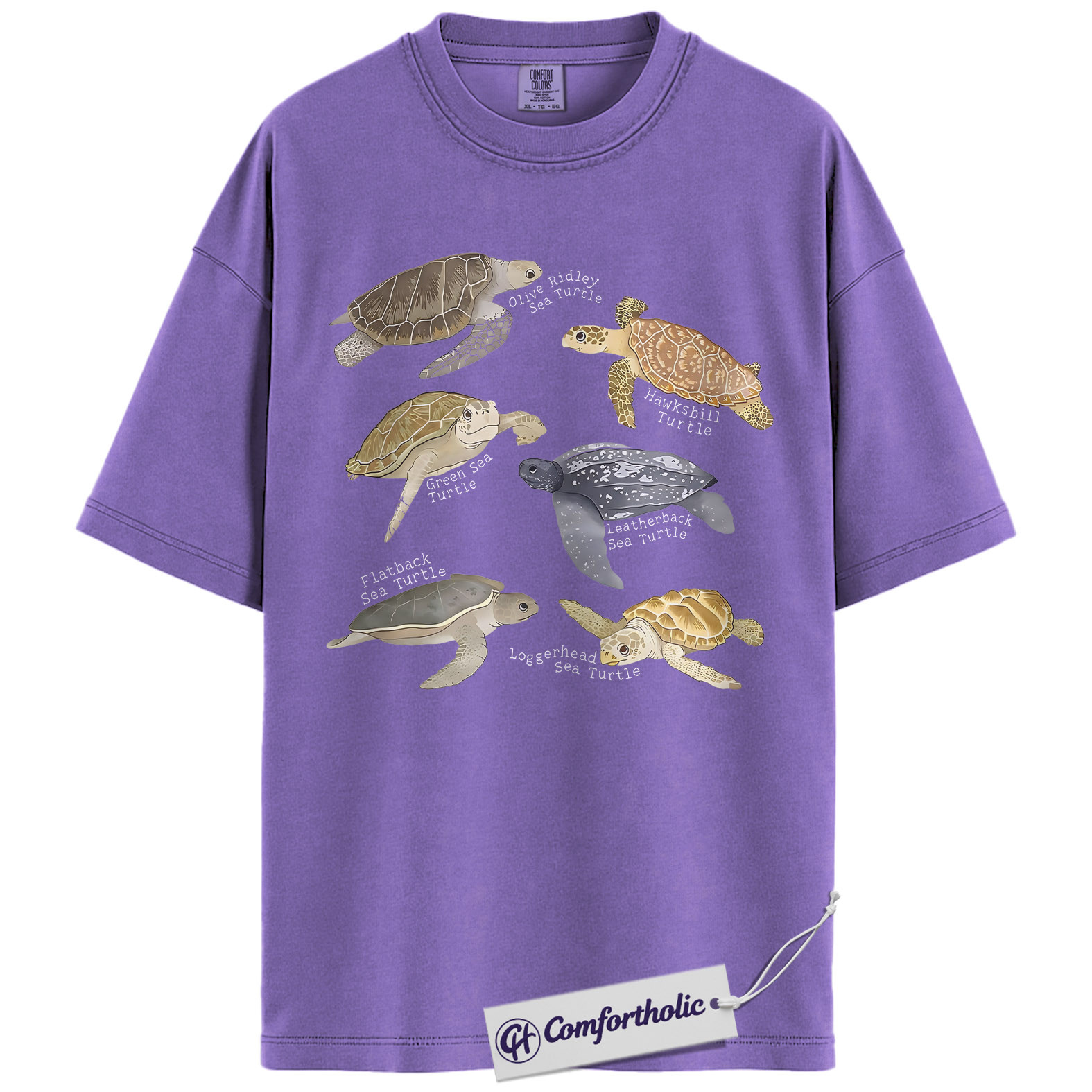 Sea Turtle Shirt, Sea Turtle Species Chart Graphic Tee, Ocean Animal Lover T-Shirt, Marine Biology Gift for Turtle Lovers, Comfort Colors Shirt - Image 20
