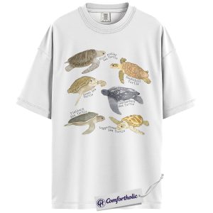 Alternative view of Sea Turtle Shirt, Sea Turtle Species Chart Graphic Tee, Ocean Animal Lover T-Shirt, Marine Biology Gift for Turtle Lovers, Comfort Colors Shirt