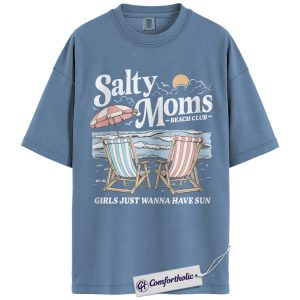 Salty Moms Beach Club Graphic Tee, Beach Mom Shirt, Summer Vacation Mom T-Shirt, Beach Trip Gift for Moms, Comfort Colors Shirt