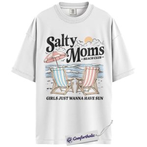 Alternative view of Salty Moms Beach Club Graphic Tee, Beach Mom Shirt, Summer Vacation Mom T-Shirt, Beach Trip Gift for Moms, Comfort Colors Shirt