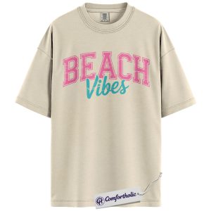 Beach Vibes Shirt, Retro Beach Graphic Tee, Summer Vacation T-Shirt, Coastal Trip Gift for Women, Comfort Colors Shirt