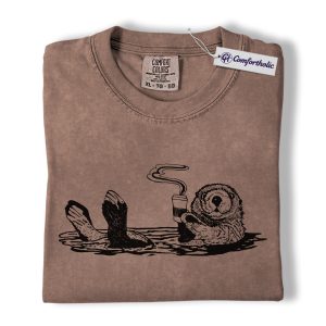 Otter Shirt, Cute Coffee Otter Graphic Tee, Funny Animal T-Shirt, Gift for Coffee & Otter Lovers, Comfort Colors Shirt