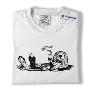 Alternative view of Otter Shirt, Cute Coffee Otter Graphic Tee, Funny Animal T-Shirt, Gift for Coffee & Otter Lovers, Comfort Colors Shirt