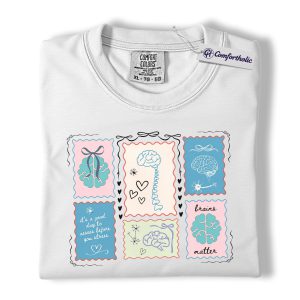 Alternative view of Therapist Shirt, Cute Brain Graphic Tee, Mental Health Counselor T-Shirt, Gift for Therapists, Comfort Colors Shirt