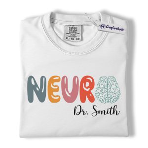Alternative view of Personalized Neurology Doctor Shirt, Custom Name NEURO Brain Graphic Tee, Neurologist T-Shirt, Gift for Neurology Residents, Comfort Colors Shirt