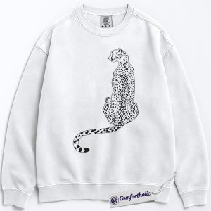 Cheetah Sweatshirt, Sitting Leopard Graphic Pullover, Modern Animal Print Crewneck Sweatshirt, Comfort Colors Sweatshirt