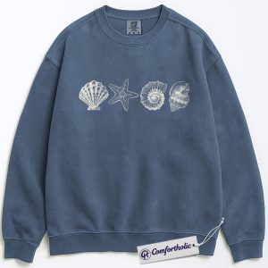 Sea Shells Sweatshirt, Starfish Beach Graphic Pullover, Coastal Ocean Life Crewneck Sweatshirt, Minimalist Marine Gift, Comfort Colors Sweatshirt