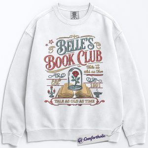 Alternative view of Vintage Belle’s Book Club Sweatshirt, Tale as Old as Time Graphic Pullover, Beauty and the Beast Crewneck Sweatshirt, Fantasy Reader Gift, Comfort Colors Sweatshirt