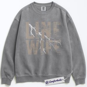Alternative view of Line Wife Sweatshirt, Lineman Support Graphic Pullover, Proud Lineman Wife Crewneck Sweatshirt, Gritty Lightning Gift, Comfort Colors Sweatshirt