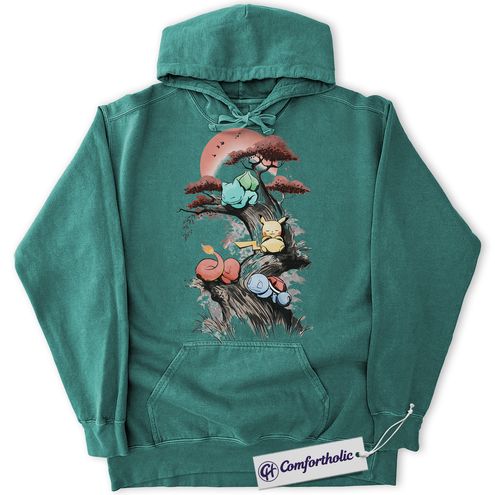 Bulbasaur Hoodie, Squirtle Hoodie, Charmander Hoodie, Pokemon Hoodie, Anime Graphic Pullover, Comfort Colors Hoodie - Image 8