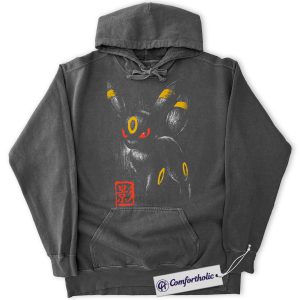 Alternative view of Umbreon Hoodie, Pokemon Hoodie, PKM Hoodie, Anime Graphic Pullover, Comfort Colors Hoodie