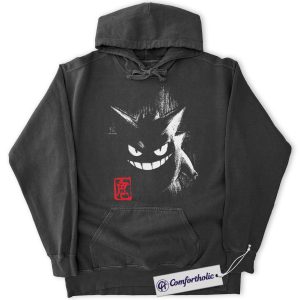Alternative view of Gengar Hoodie, Pokemon Hoodie, PKM Hoodie, Anime Graphic Pullover, Comfort Colors Hoodie