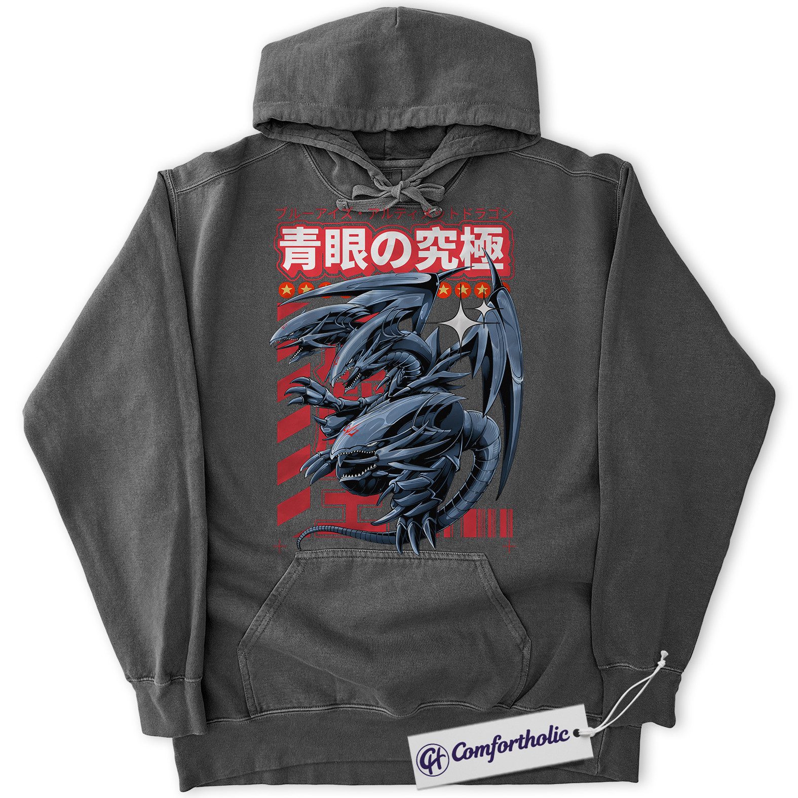 Blue Eyes Ultimate Dragon Hoodie, Anime Graphic Pullover, Comfort Colors Hoodie - Image 3