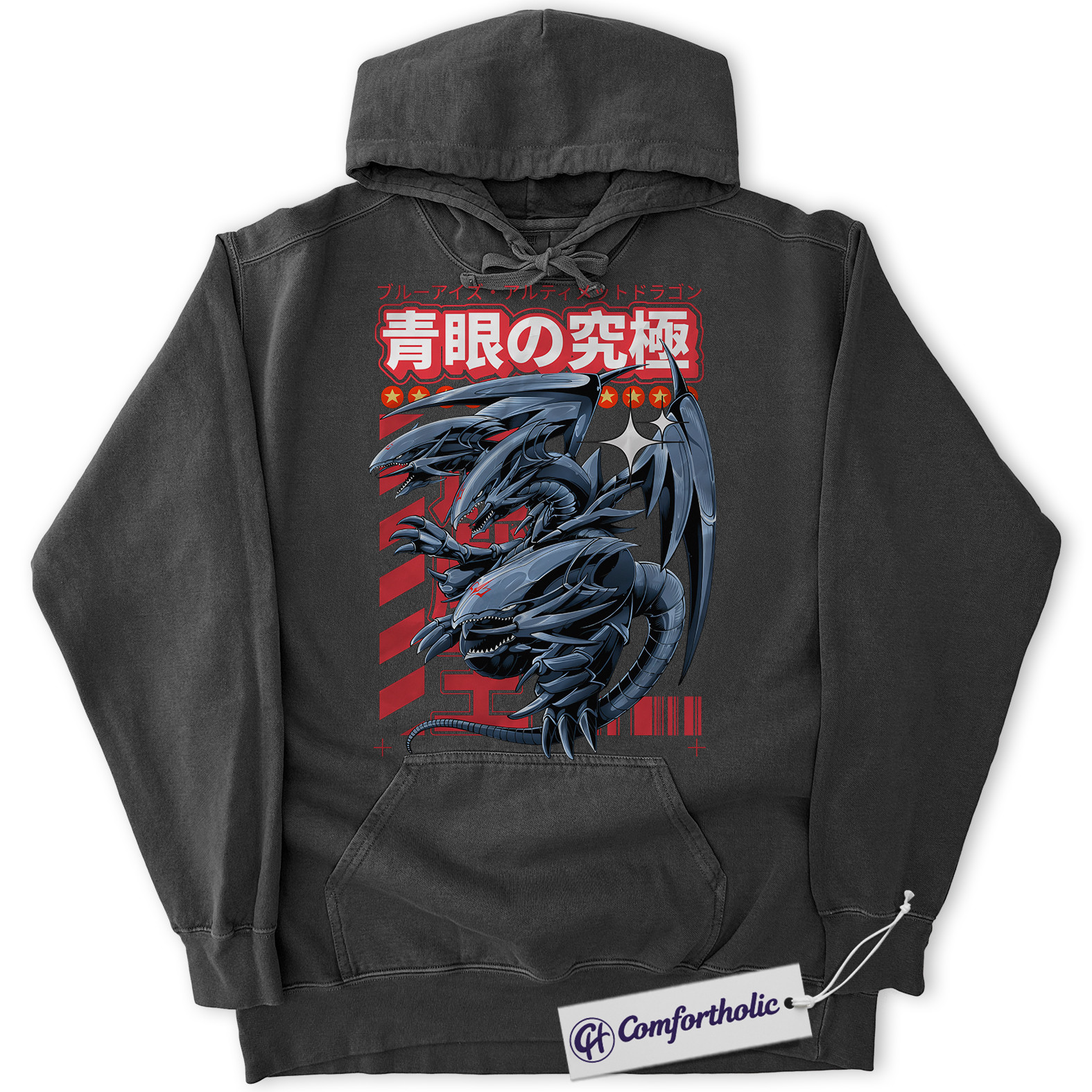 Blue Eyes Ultimate Dragon Hoodie, Anime Graphic Pullover, Comfort Colors Hoodie - Image 4