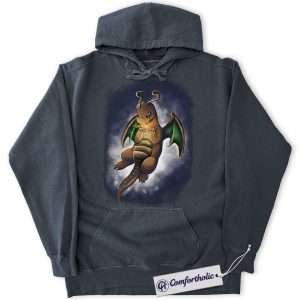Alternative view of Dragonite Hoodie, Pokemon Hoodie, Anime Graphic Pullover, Comfort Colors Hoodie