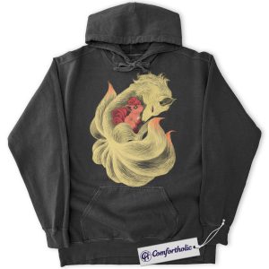 Alternative view of Ninetales Hoodie, Vulpix Hoodie, Pokemon Hoodie, PKM Hoodie, Anime Graphic Pullover, Comfort Colors Hoodie