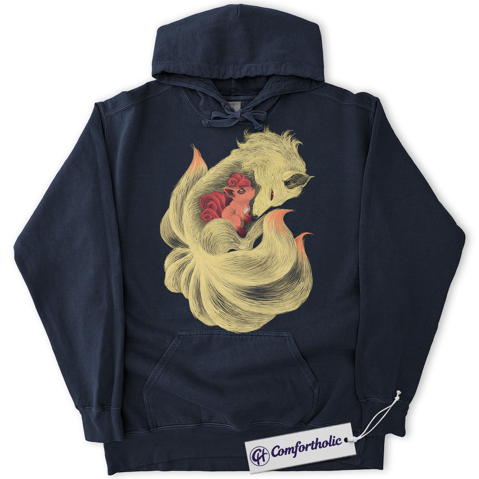Ninetales Hoodie, Vulpix Hoodie, Pokemon Hoodie, PKM Hoodie, Anime Graphic Pullover, Comfort Colors Hoodie - Image 3
