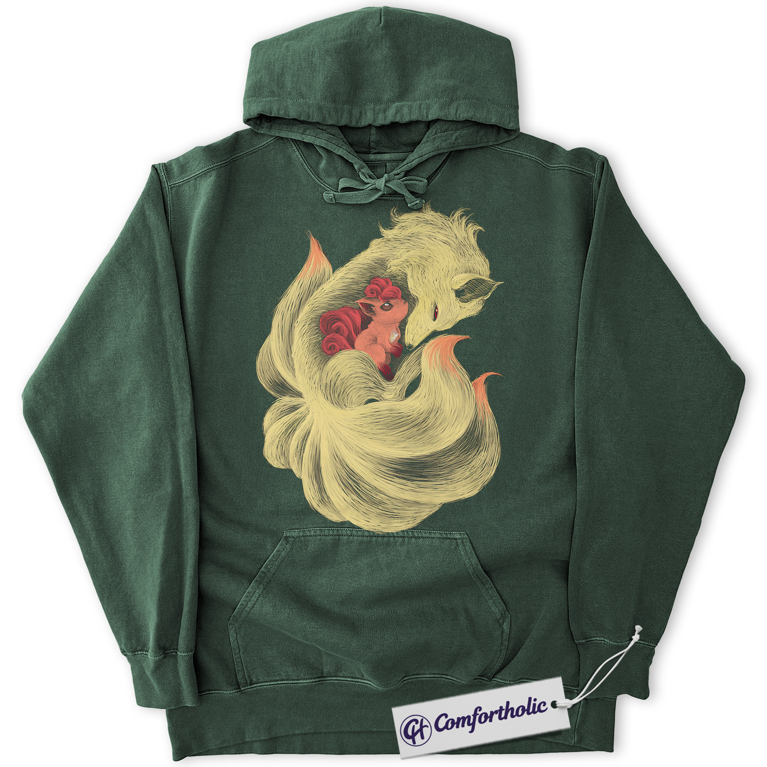 Ninetales Hoodie, Vulpix Hoodie, Pokemon Hoodie, PKM Hoodie, Anime Graphic Pullover, Comfort Colors Hoodie - Image 5