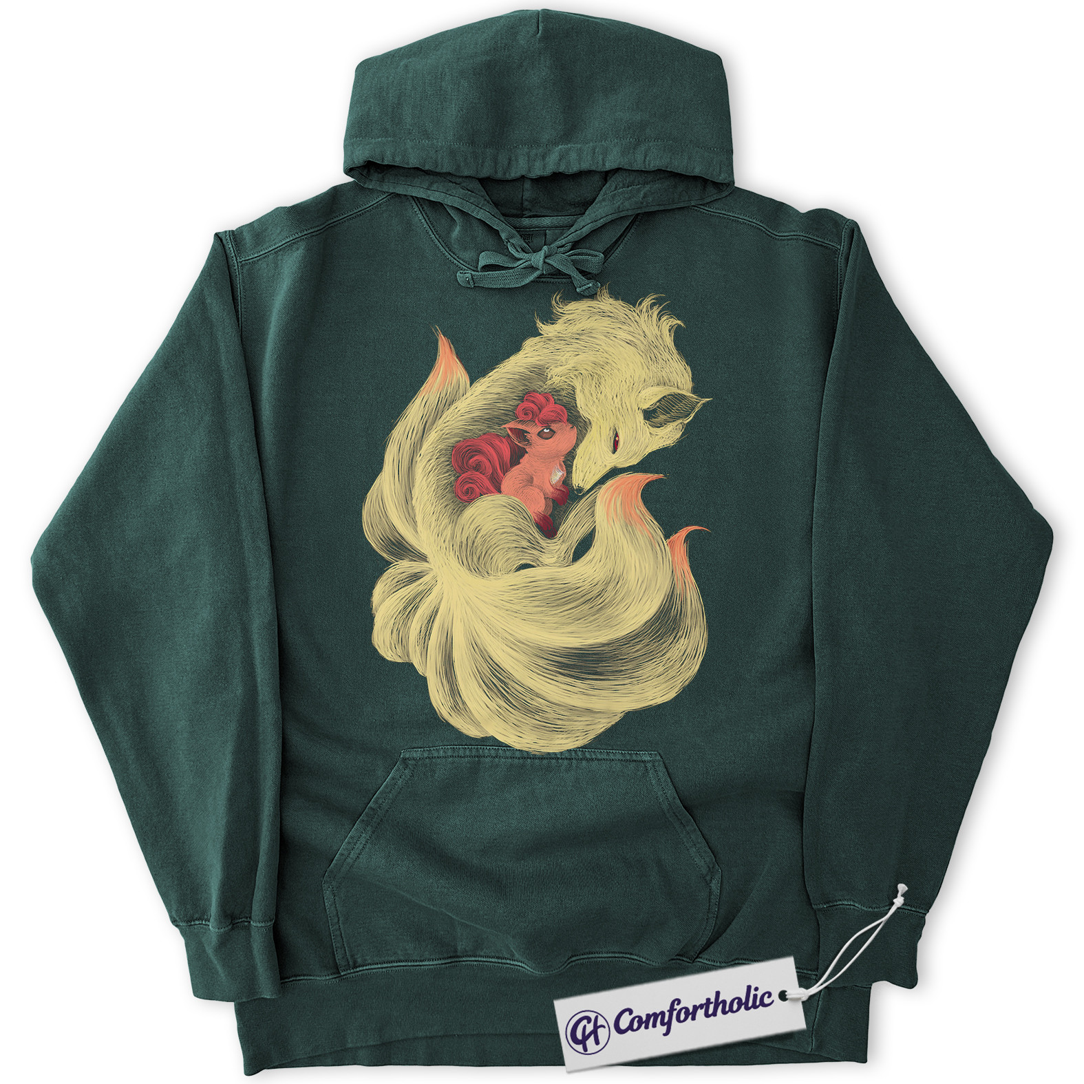Ninetales Hoodie, Vulpix Hoodie, Pokemon Hoodie, PKM Hoodie, Anime Graphic Pullover, Comfort Colors Hoodie - Image 6