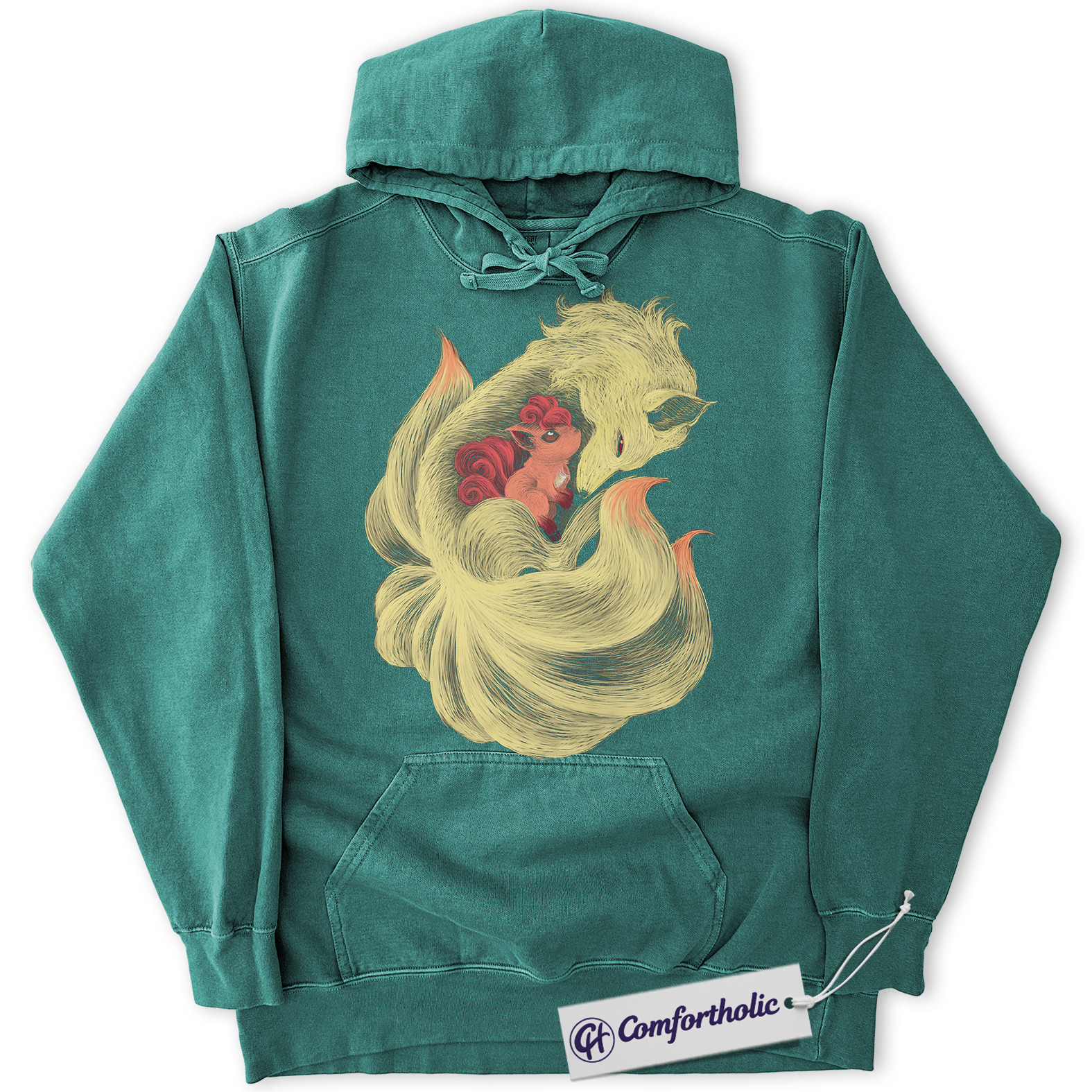 Ninetales Hoodie, Vulpix Hoodie, Pokemon Hoodie, PKM Hoodie, Anime Graphic Pullover, Comfort Colors Hoodie - Image 7