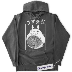 Alternative view of Junji Ito x My Neighbor Totoro Hoodie, Studio Ghibli Hoodie, Anime Graphic Pullover, Comfort Colors Hoodie