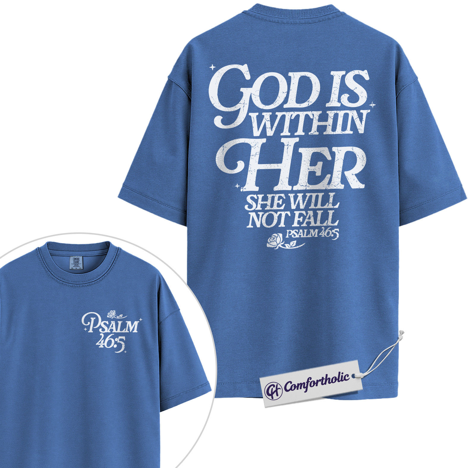 Christian Women Shirt, God Is Within Her She Will Not Fall Psalm 46:5 Bible Verse Graphic Tee, Faith T-Shirt for Women, Inspirational Church Gift for Her, Comfort Colors Shirt 2-Sided - Image 12