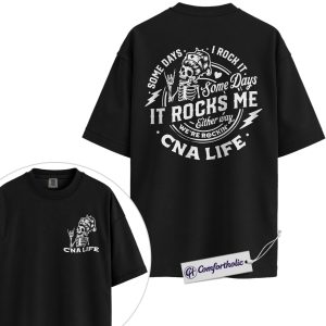 CNA Life Shirt, Rock Hand Skeleton Nurse Graphic Tee, Funny Certified Nursing Assistant T-Shirt, Gift for CNAs Coworkers & Nursing School Graduates, Comfort Colors Shirt 2-Sided