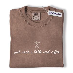 Iced Coffee Shirt, Handwritten Coffee Cup Graphic Tee, Coffee Lover Caffeine Addict T-Shirt, Cute Gift for Barista & Iced Latte Fans, Comfort Colors Shirt