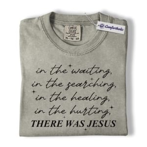 Jesus Faith Shirt, Inspirational Script Quote Sparkle Graphic Tee, Christian Encouragement T-Shirt, Prayer Gift for Church Women, Comfort Colors Shirt