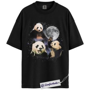 Panda Shirt, Galaxy Moon Panda Graphic Tee, Cute Wildlife Bear T-Shirt, Gift for Panda Lovers, Comfort Colors Shirt