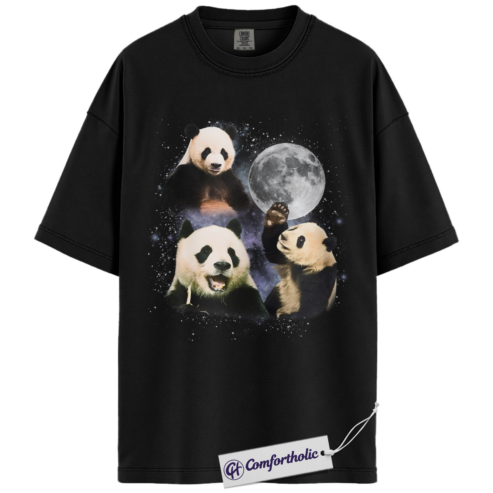Panda Shirt, Galaxy Moon Panda Graphic Tee, Cute Wildlife Bear T-Shirt, Gift for Panda Lovers, Comfort Colors Shirt
