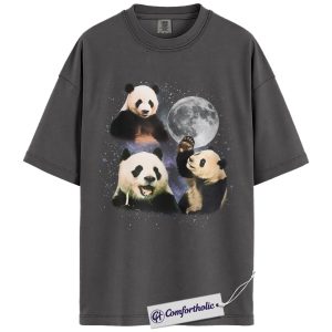 Alternative view of Panda Shirt, Galaxy Moon Panda Graphic Tee, Cute Wildlife Bear T-Shirt, Gift for Panda Lovers, Comfort Colors Shirt