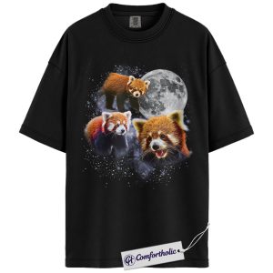 Red Panda Shirt, Galaxy Moon Red Panda Graphic Tee, Cute Animal Lover T-Shirt, Gift for Wildlife Lovers, Comfort Colors Shirt