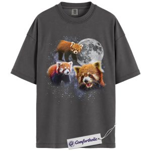 Alternative view of Red Panda Shirt, Galaxy Moon Red Panda Graphic Tee, Cute Animal Lover T-Shirt, Gift for Wildlife Lovers, Comfort Colors Shirt