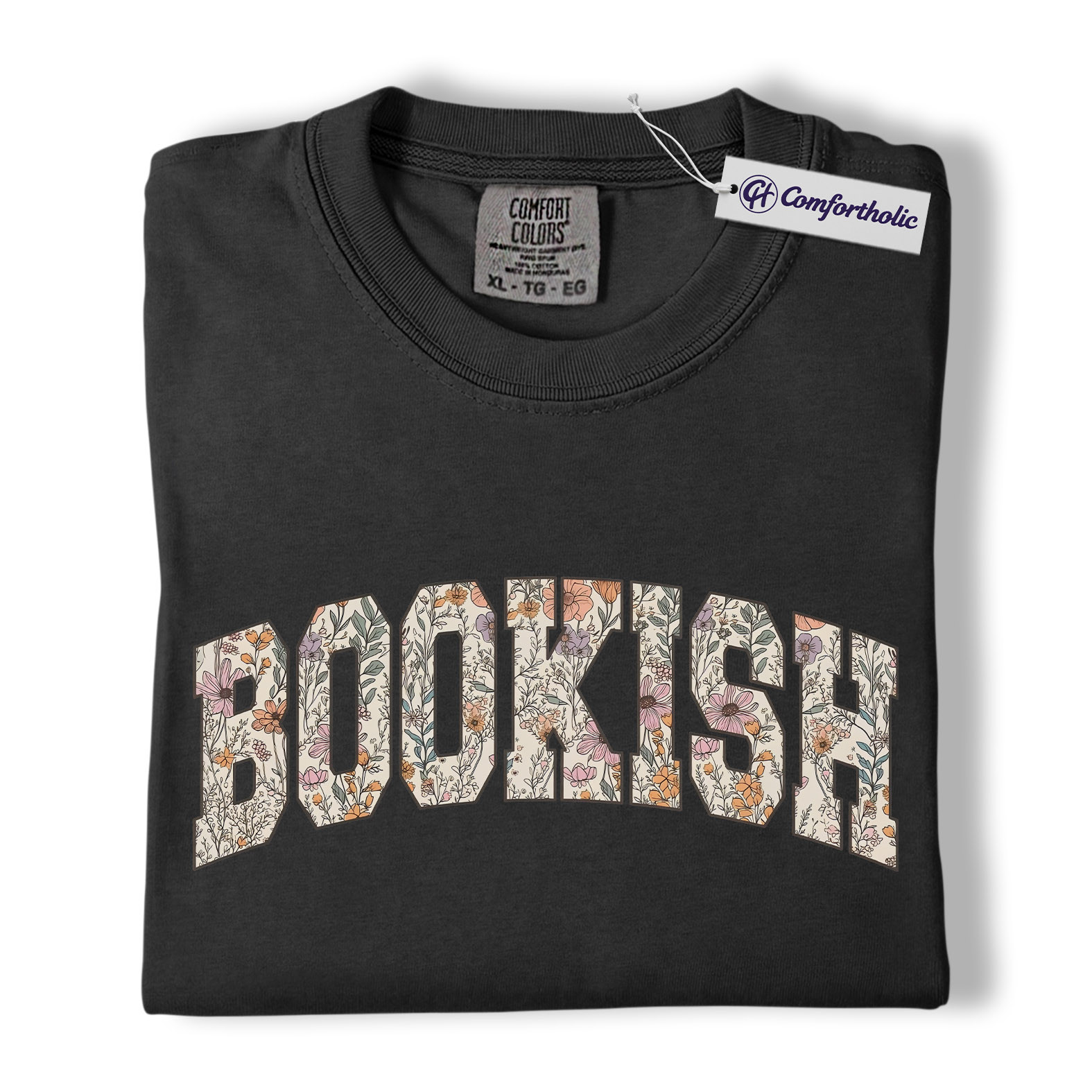 Book Lover Shirt, Floral Bookish Varsity Lettering Graphic Tee, Avid Reader T-Shirt, Gift for Readers, Comfort Colors Shirt - Image 3