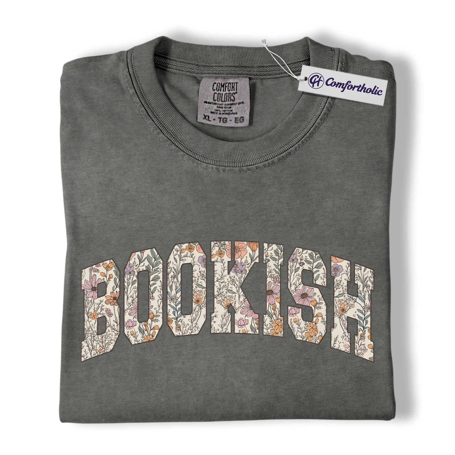 Book Lover Shirt, Floral Bookish Varsity Lettering Graphic Tee, Avid Reader T-Shirt, Gift for Readers, Comfort Colors Shirt - Image 4