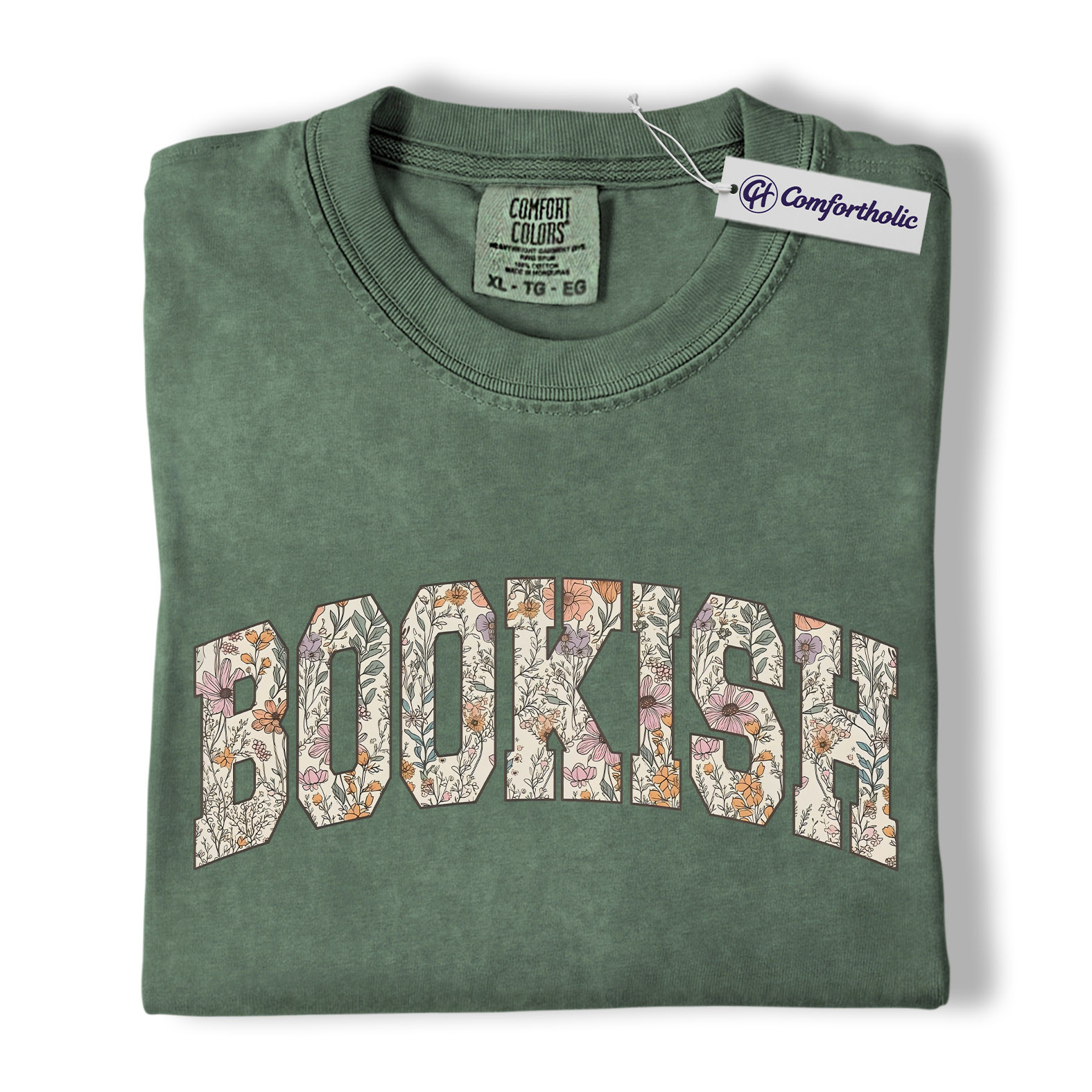 Book Lover Shirt, Floral Bookish Varsity Lettering Graphic Tee, Avid Reader T-Shirt, Gift for Readers, Comfort Colors Shirt - Image 6