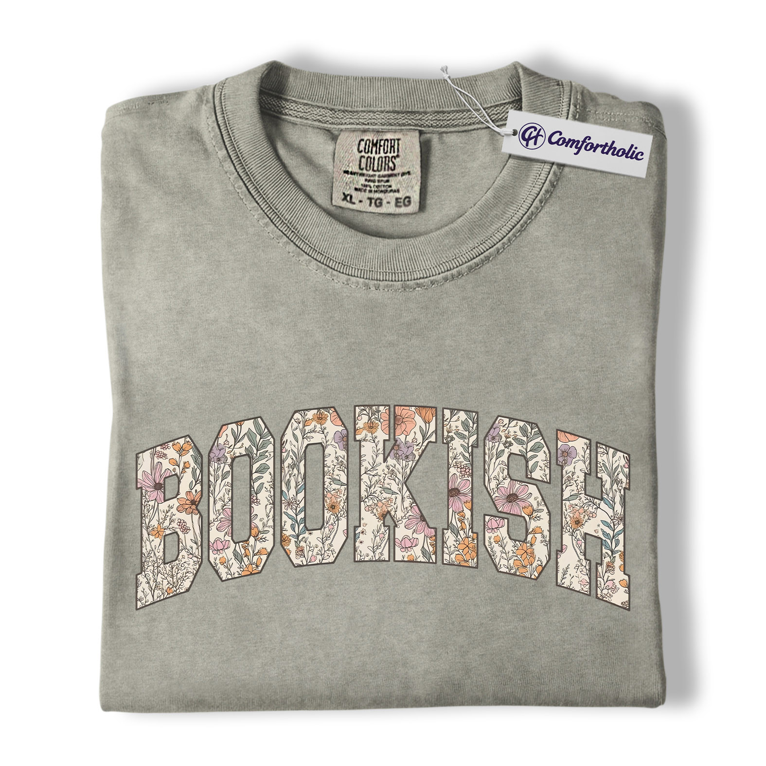 Book Lover Shirt, Floral Bookish Varsity Lettering Graphic Tee, Avid Reader T-Shirt, Gift for Readers, Comfort Colors Shirt - Image 7